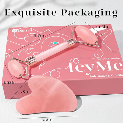 Gua Sha & Rosenquarz Roller Set für strahlende Haut