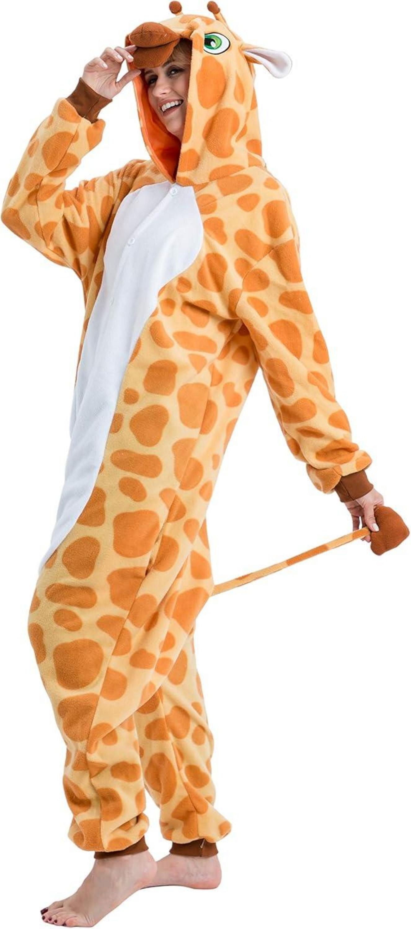 Unisex Giraffe Plüsch Pyjama Jumpsuit Kostüm Halloween Karneval S Orange