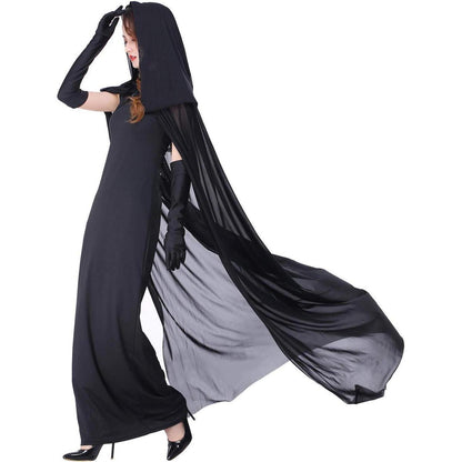 Halloween Kostüm Damen Geisterbraut - Schwarzes Horror Kleid Set