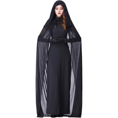 Halloween Kostüm Damen Geisterbraut - Schwarzes Horror Kleid Set