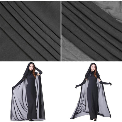 Halloween Kostüm Damen Geisterbraut - Schwarzes Horror Kleid Set