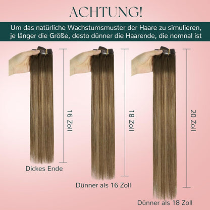 Clip-In Haarverlängerung Ombre Braun Blond Echthaar 55cm