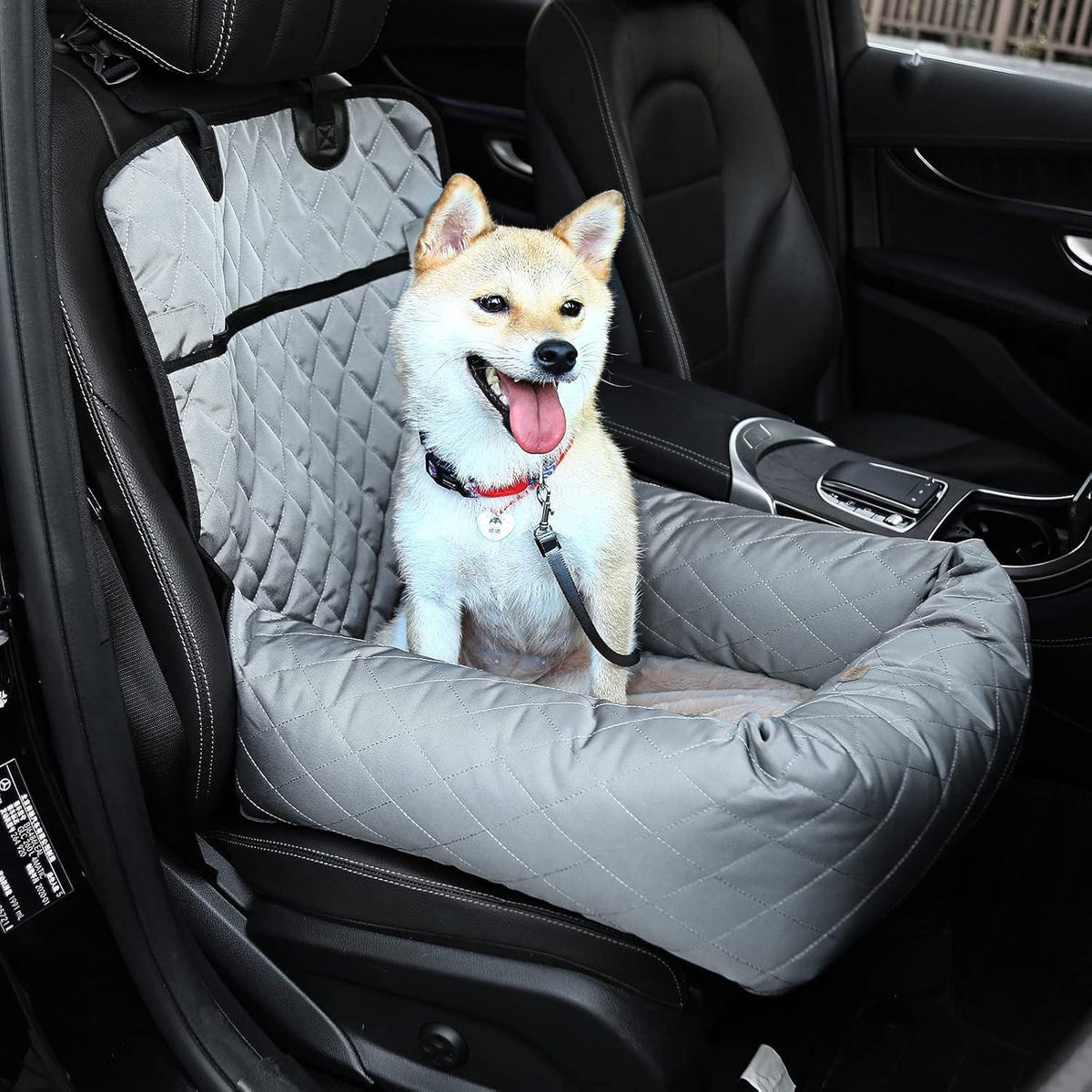 HAPPY HACHI Hundebett Autositzbezug Pet Car Booster Seat 2 in 1 Grau