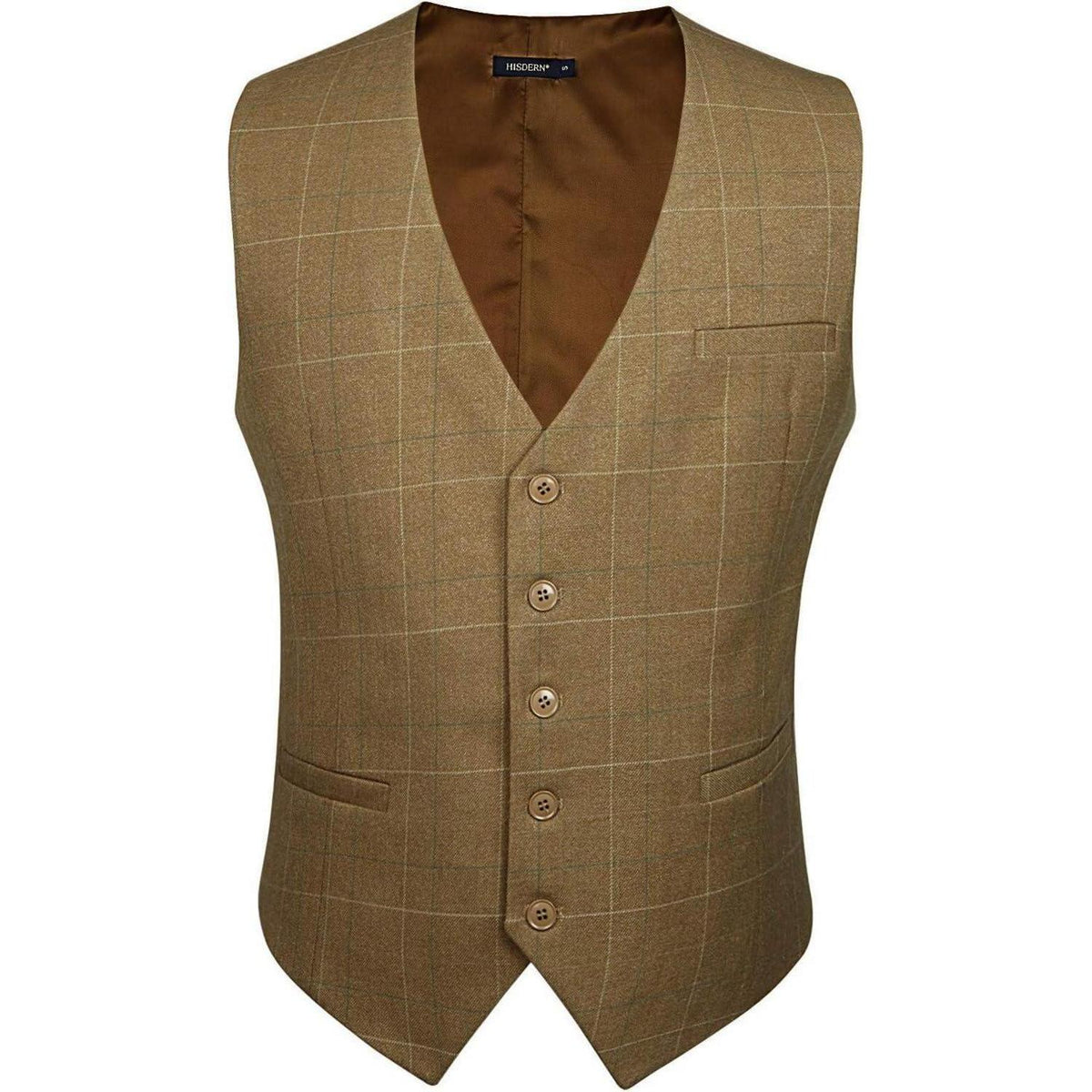 Herren Weste Baumwolle Karo Khaki 4XL