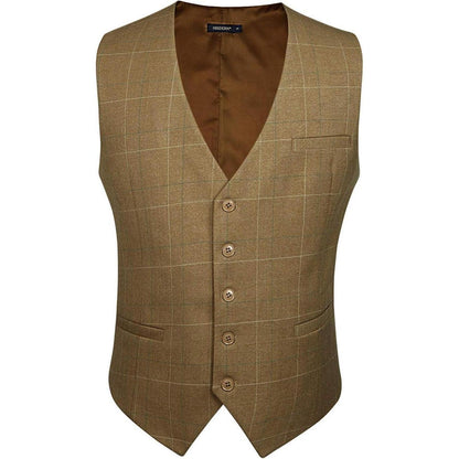 Herren Weste Baumwolle Karo Khaki 4XL