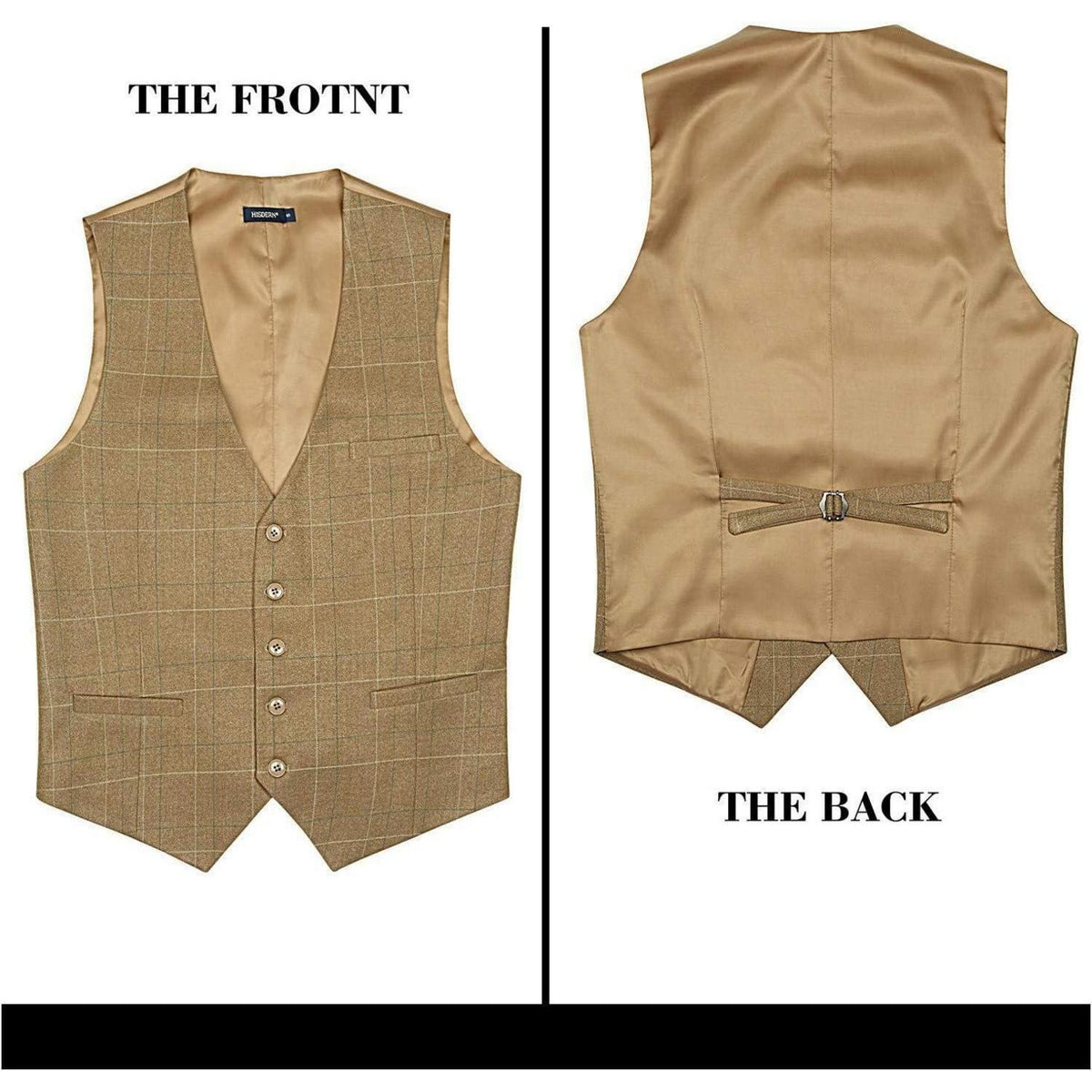 Herren Weste Baumwolle Karo Khaki 4XL