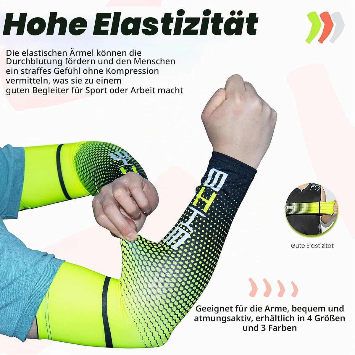 Armlinge Kompression UV-Schutz für Sport & Freizeit Weiß