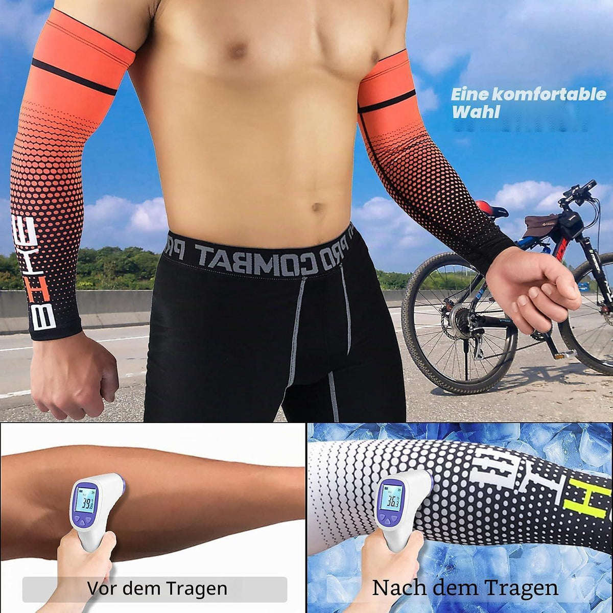 Armlinge Kompression UV-Schutz für Sport & Freizeit Weiß
