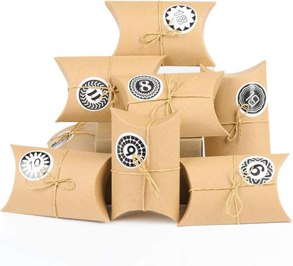 Adventskalender zum Befüllen Kraftpapier Tüten 24 Zahlenaufkleber