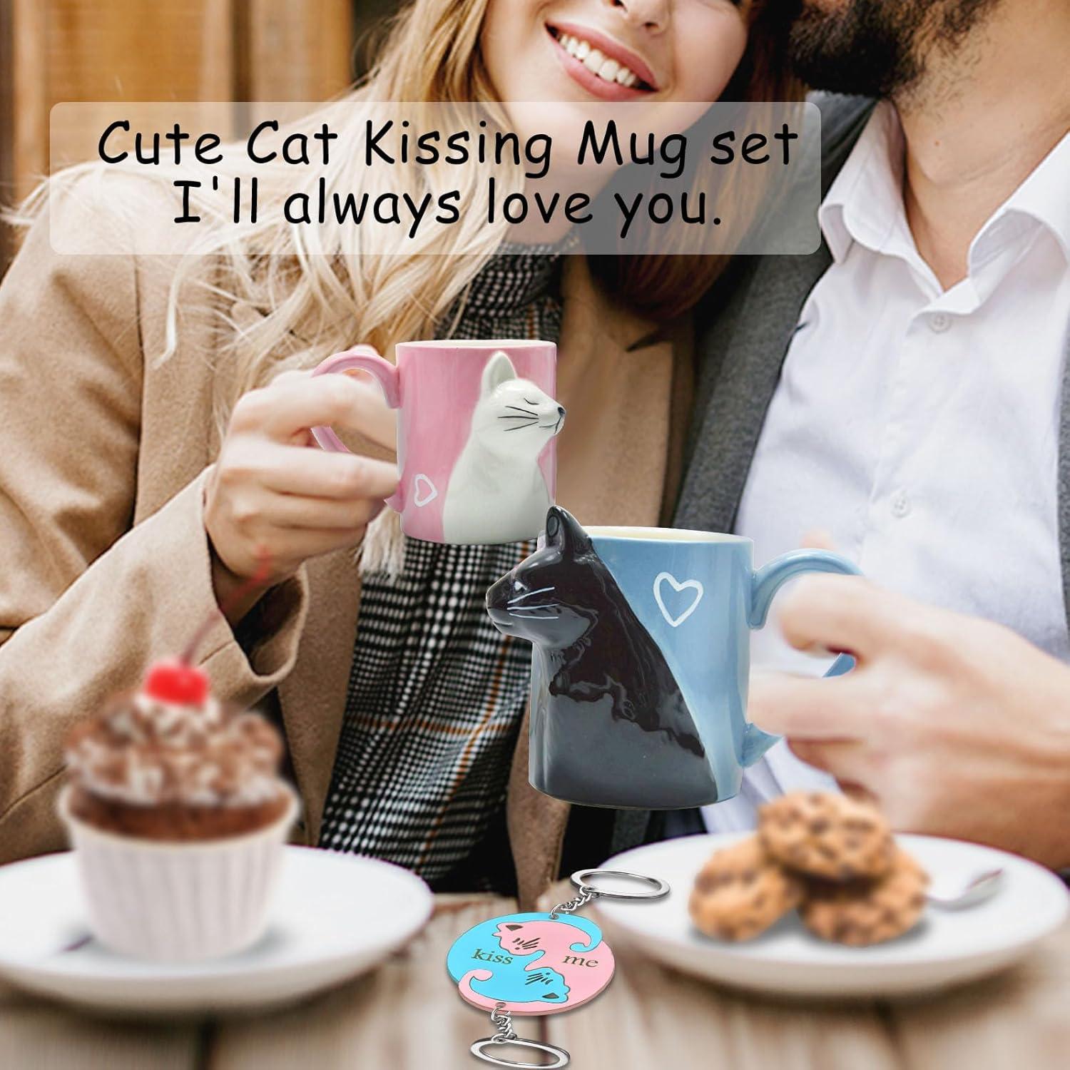 MengCat Katze Kaffee Bechersatz für Paar, Keramik Teetassen