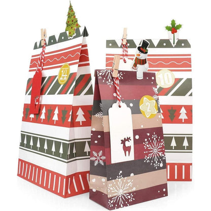 Adventskalender 2026 groß Papiertüten zum Basteln rot grün