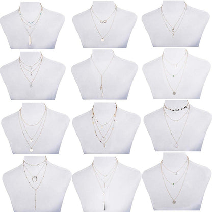12-teiliges Damen Layered Kette Set Gold Silber Y Halskette