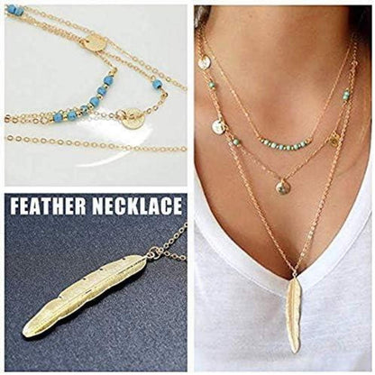 Finrezio Damen Layered Kette Set Gold Silber Halskette Y Halskette Boho Anhänger