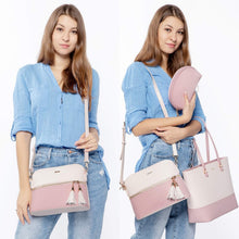 Große Damen Handtasche Set aus Leder mit 3-teiligem Shopper