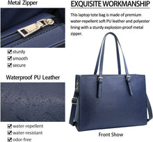 NUBILY Große Damen Handtasche Schwarz Leder 15.6 Zoll