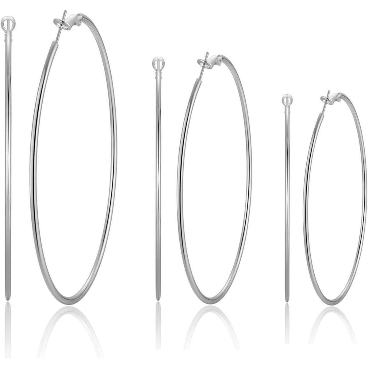 925 Sterling Silber Creolen - Dünn & Groß für Damen (40/50/60mm)