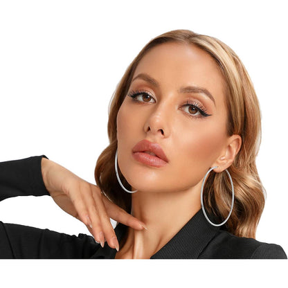 925 Sterling Silber Creolen - Dünn & Groß für Damen (40/50/60mm)