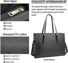 Große Damen Handtasche Schwarz Leder Umhängetasche 15.6 Zoll