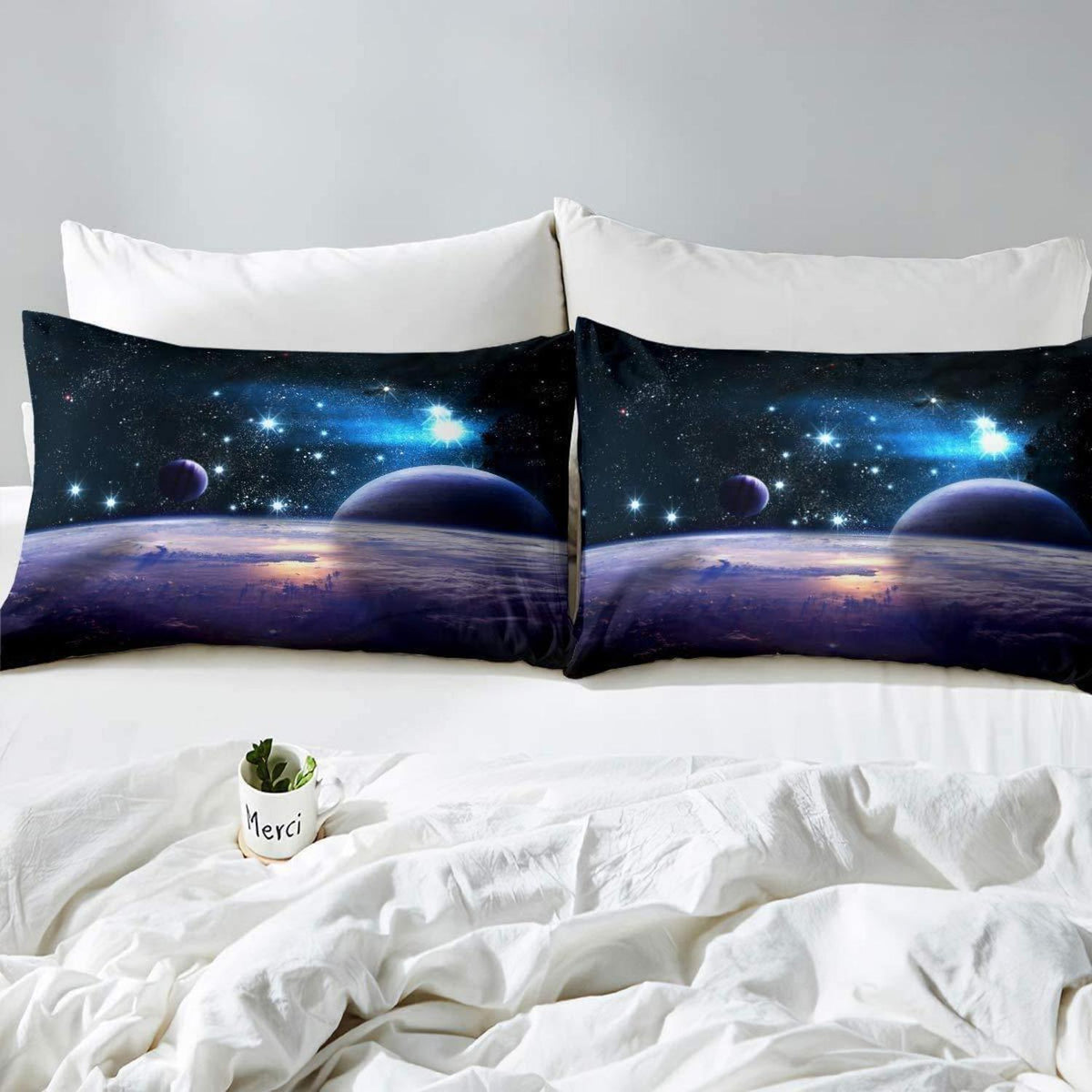 3D Galaxy Sterne Bettwäsche Set 200x200cm + 2 Kissenbezug