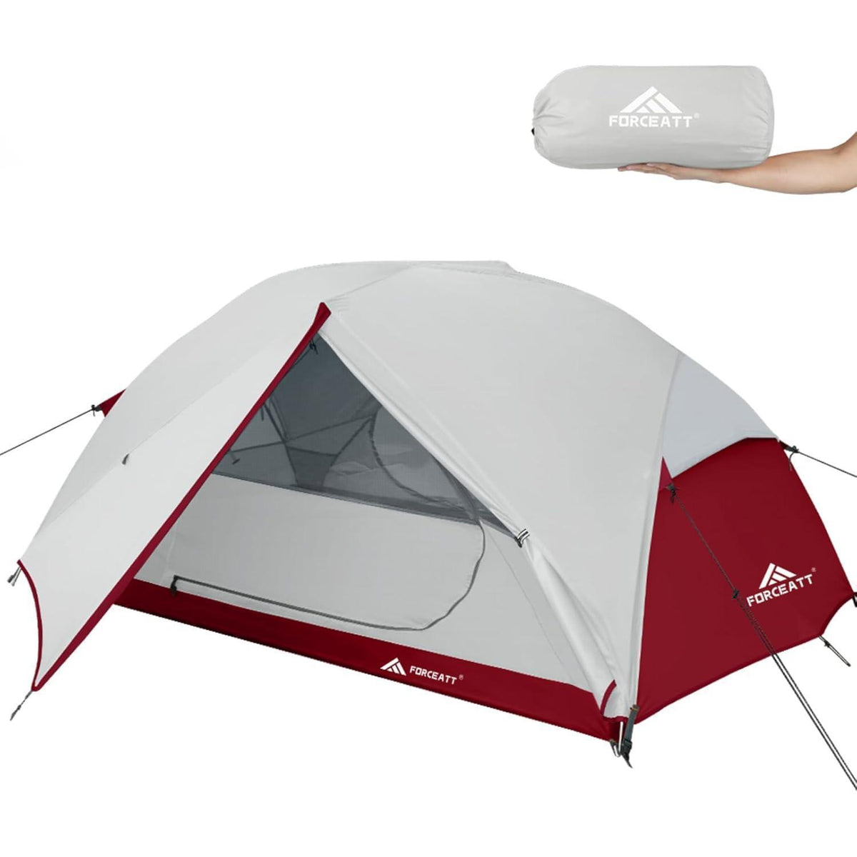 2-3 Personen Campingzelt, wasserdicht, winddicht, ultraleicht, grau/weinrot