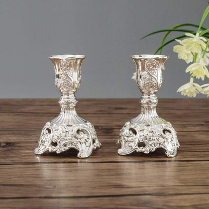 Kerzenständer 2er Set silber Schabbat Vintage Metall Deko Tischdeko