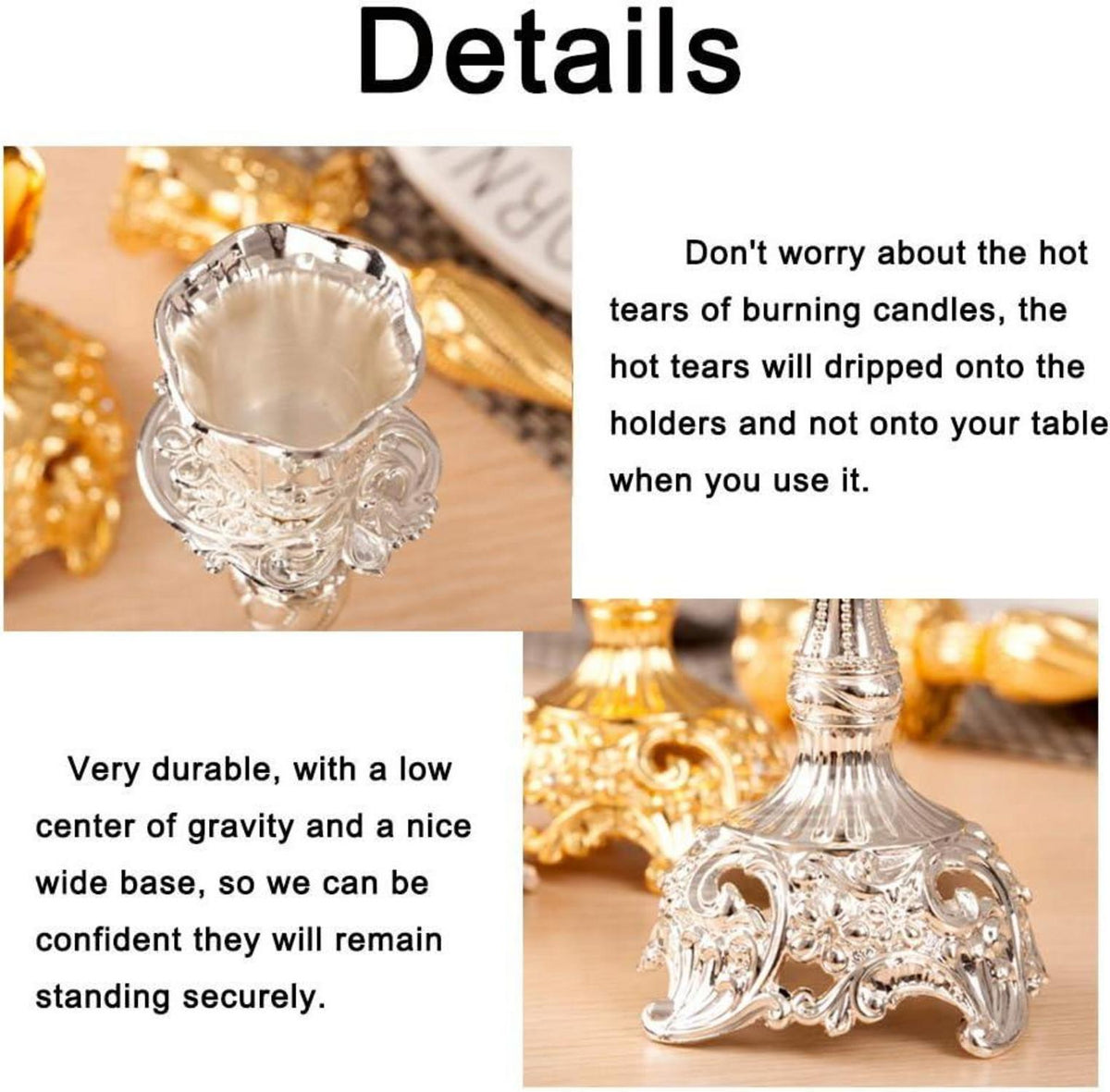 Sziqiqi 2er Set Silber Kerzenständer Schabbat Hochzeit Tischdeko Vintage 10cm
