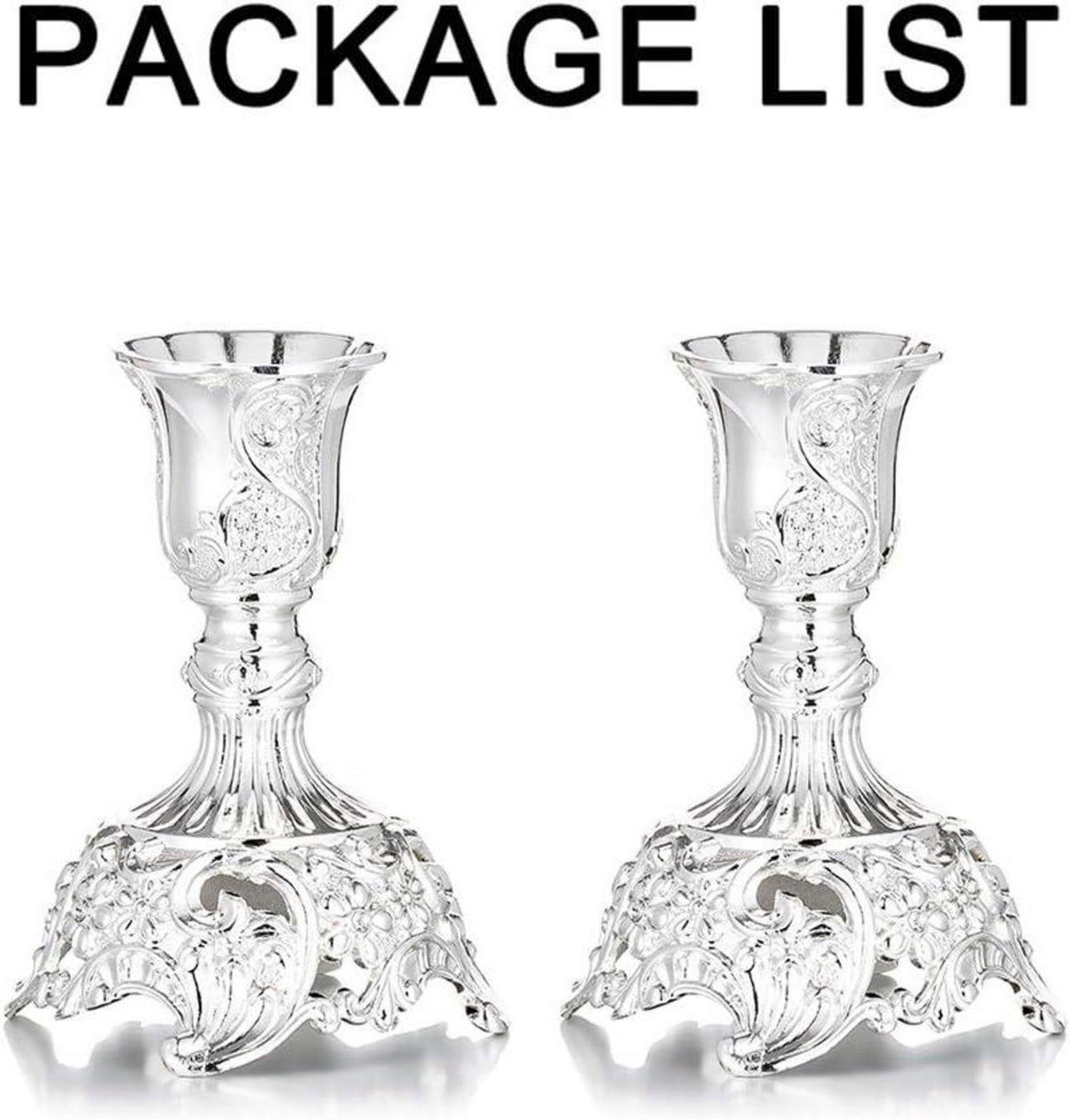 Sziqiqi 2er Set Silber Kerzenständer Schabbat Hochzeit Tischdeko Vintage 10cm