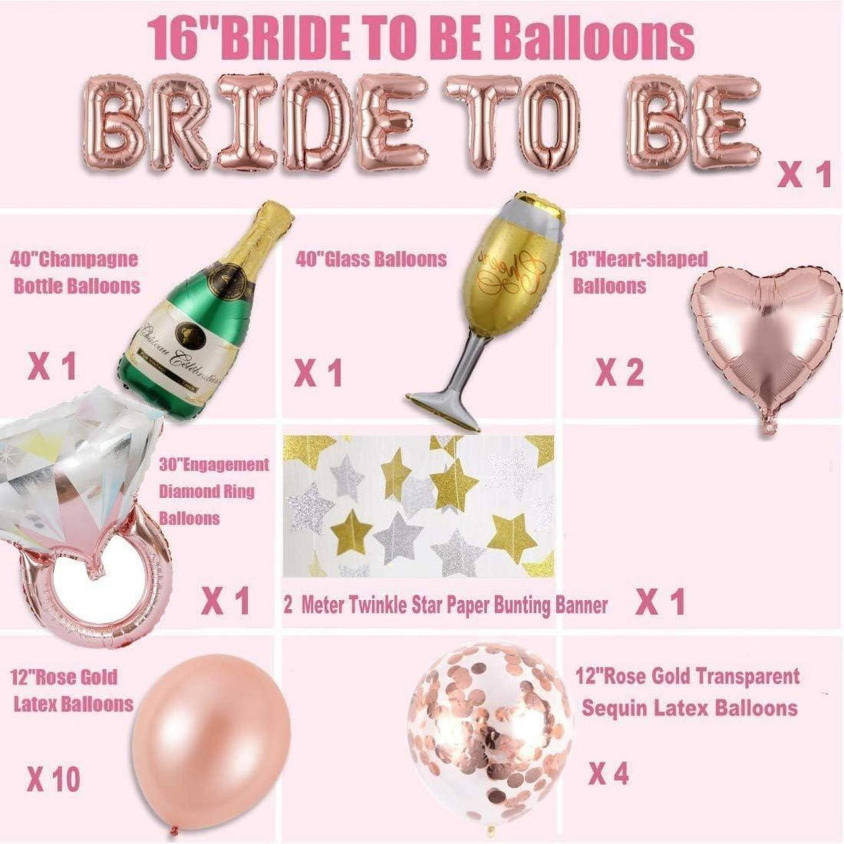Junggesellinnenabschied Dekoration Luftballon Set BRIDE TO