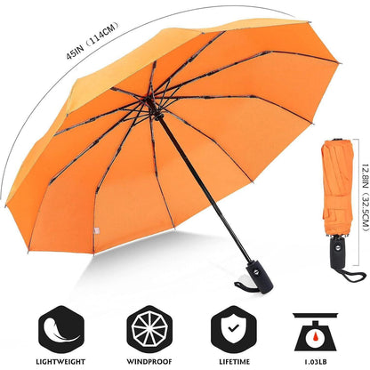 Sturmfester Taschenschirm Automatik Orange 10 Rippen