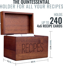 Holz Rezeptbox mit blanko Karten und Trennblättern