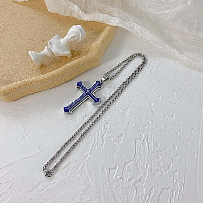 Herren-Halskette mit Kreuz-Anhänger Edelstahl Silber Gold