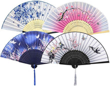Chinesische Handfächer aus Bambus-Set mit Quasten, Wanddekoration