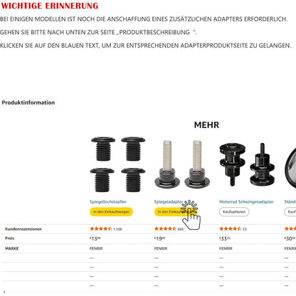 Motorrad Runden Lenkerendenspiegel CNC Aluminium Blau