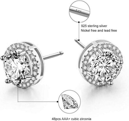 Damen Ohrringe Silber Ohrstecker Cubic Zirconia Damenschmuck