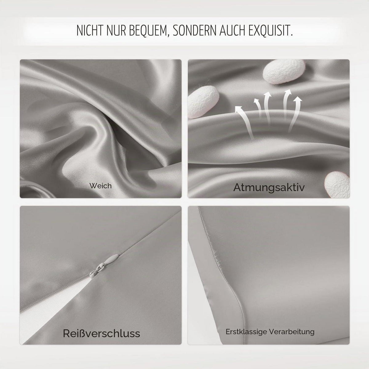 Seiden Kissenbezug für Kontur Kissen – Grau 50x30x10/7 cm