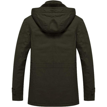 Herren Winterjacke Fleecegefüttert Cargojacke Armeegrün Outdoor