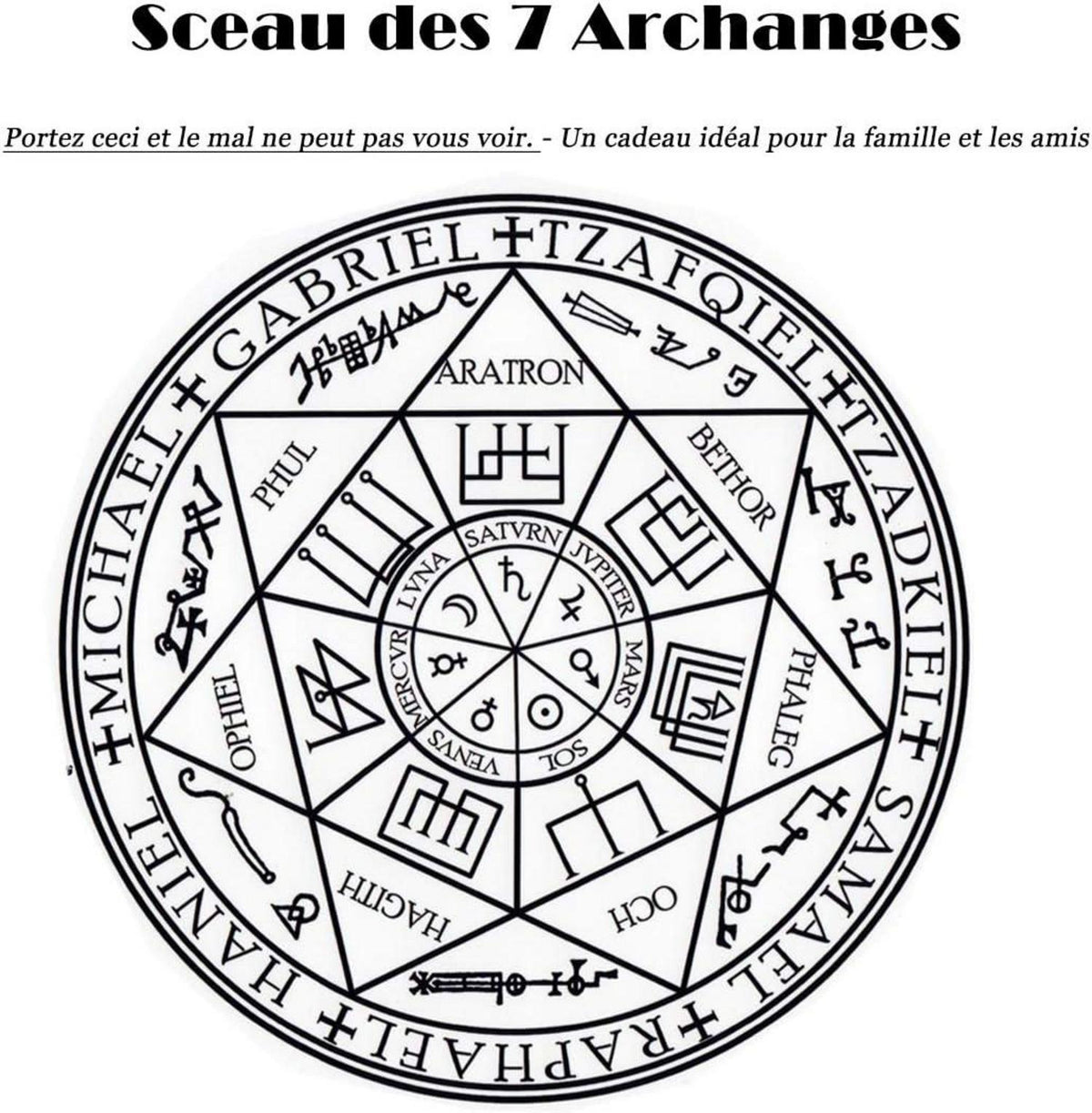 AFSTALR Herren Halskette 7 Erzengel Siegel Talisman Edelstahl Anhänger