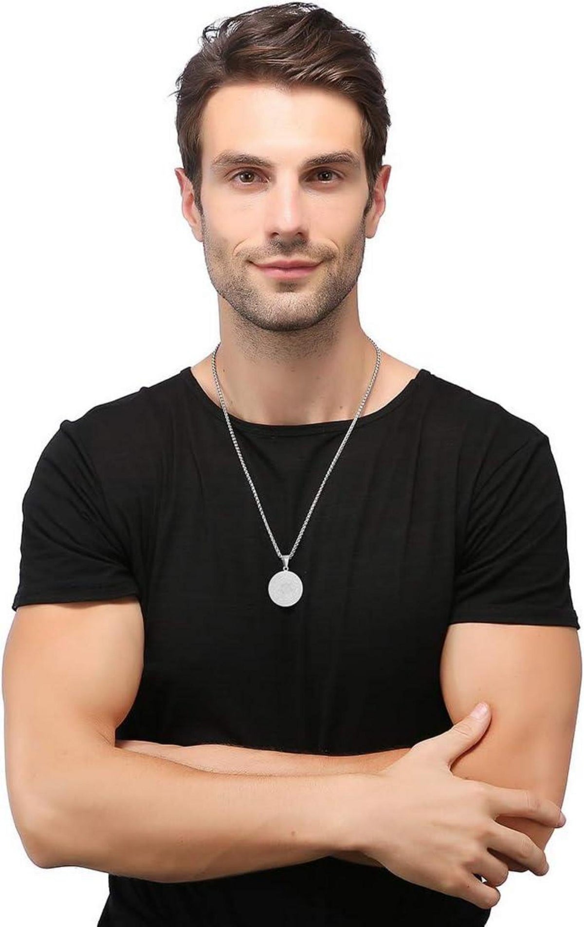 AFSTALR Herren Halskette 7 Erzengel Siegel Medaille Talisman Edelstahl