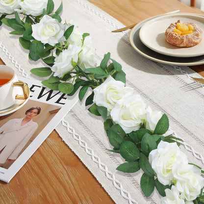 Künstliche Weiße Blumengirlande 3er Set 6m Rose Hochzeit Girlande