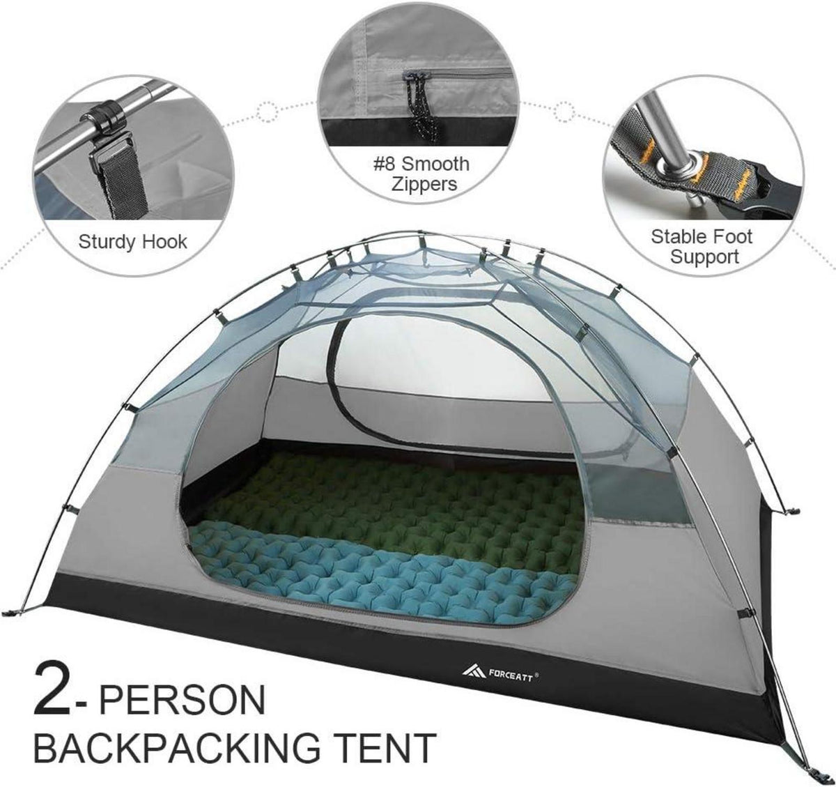 Forceatt Campingzelt 2/3/4 Personen Wasserdicht Ultraleicht Kuppelzelt