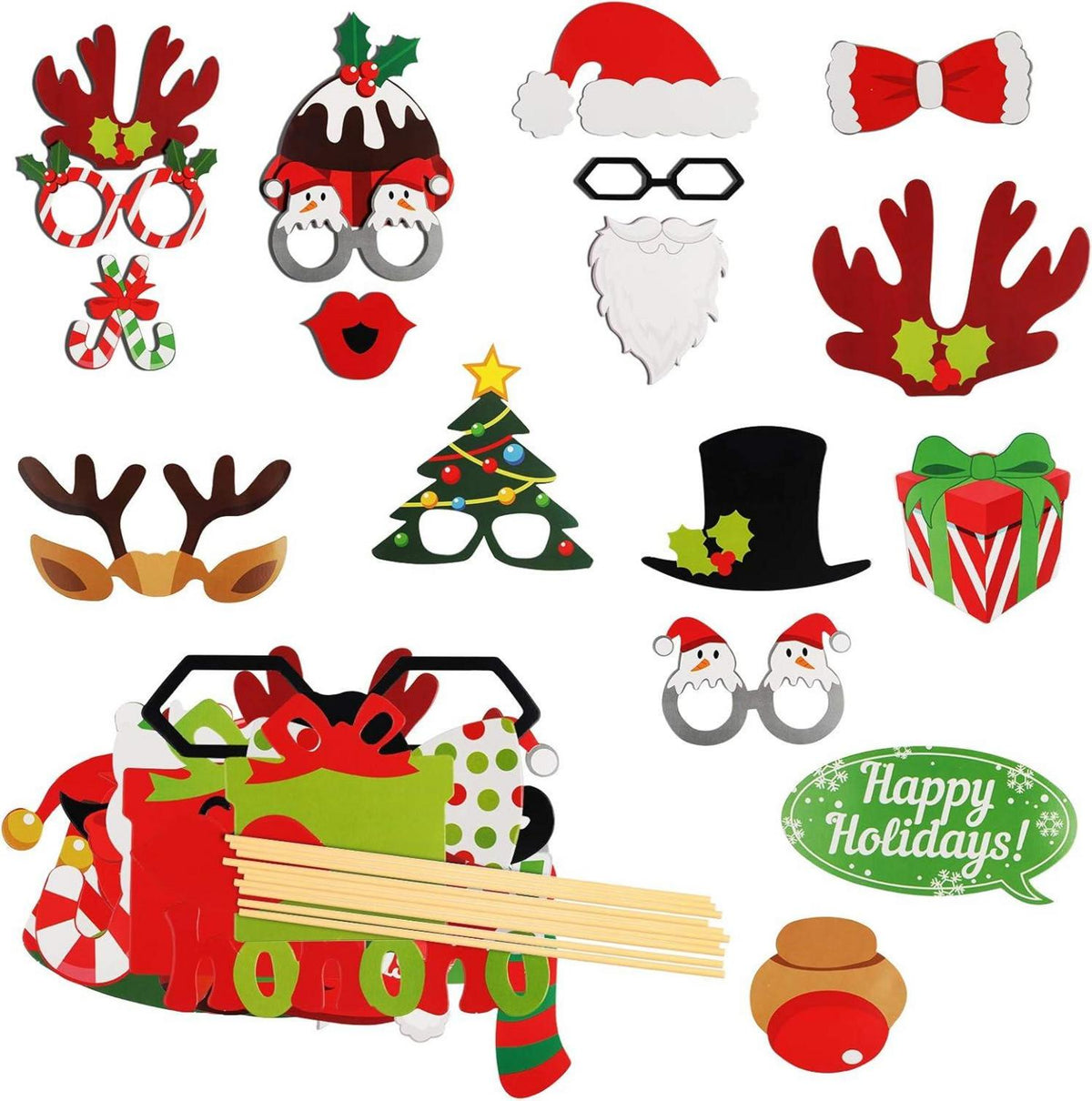 Weihnachten Foto Requisiten 49 Stück Xmas Party Zubehör Accessoires