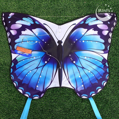Schmetterling Drachen für Kinder und Erwachsene – Blau, leicht verstaubar