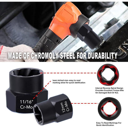 Schlagschrauber-Steckschlüsselsatz 13-teilig mit Nuss-Extraktor