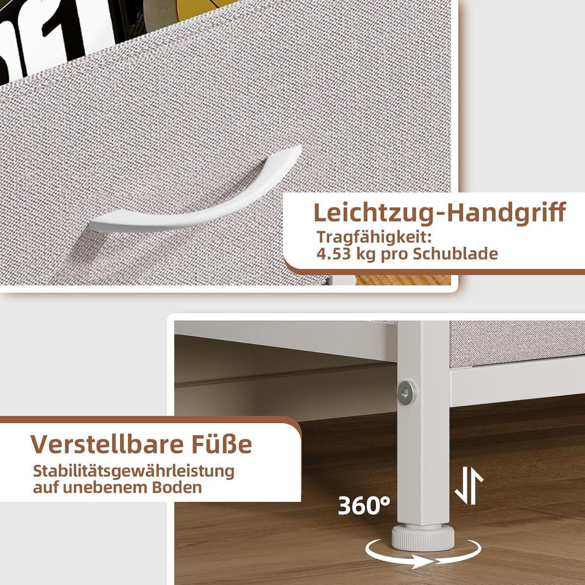 Somdot Kommode 4 Schubladen – Schlafzimmer, Wohnzimmer, Grau