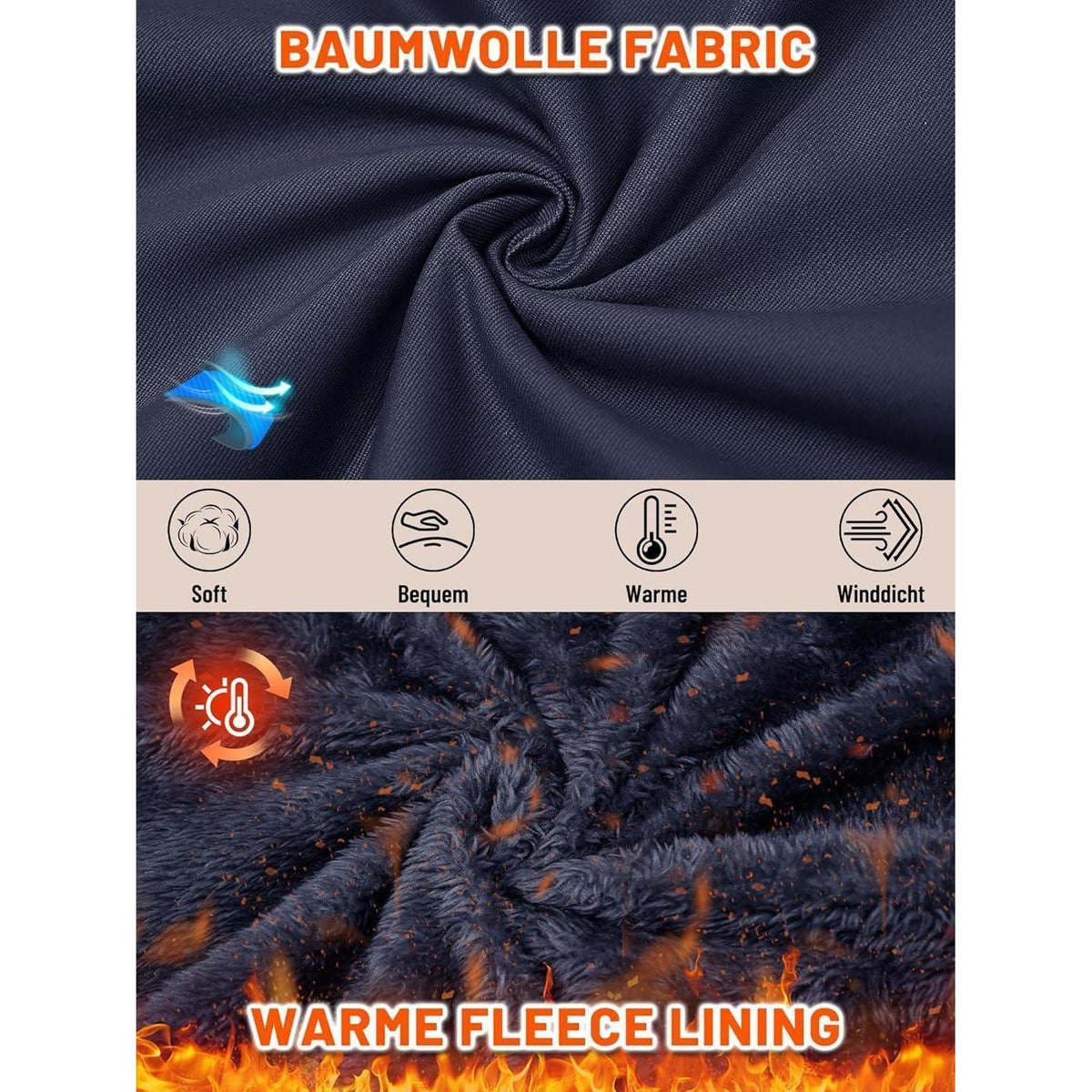 Herren Winterjacke Warm Gefüttert Militärstil Marineblau XXL