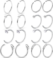 20G Nasenpiercing Fake Piercings Chirurgenstahl Silber Rosegold