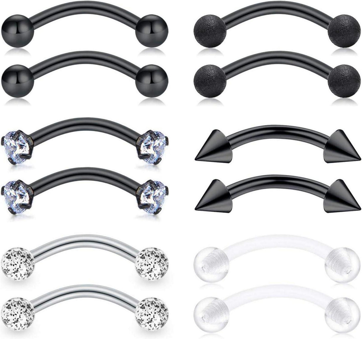 Augenbrauenpiercings Chirurgenstahl Curved Barbell Kugel Perle Rook