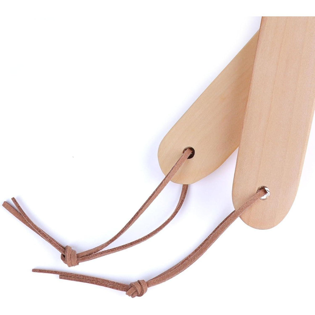 Holz Schuhlöffel Lang mit Lederseil, 2 Stück 26cm Hellbraun