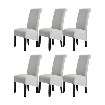 Samt Stuhlhussen 6er Set – Hellgrau, Abnehmbar & Waschbar