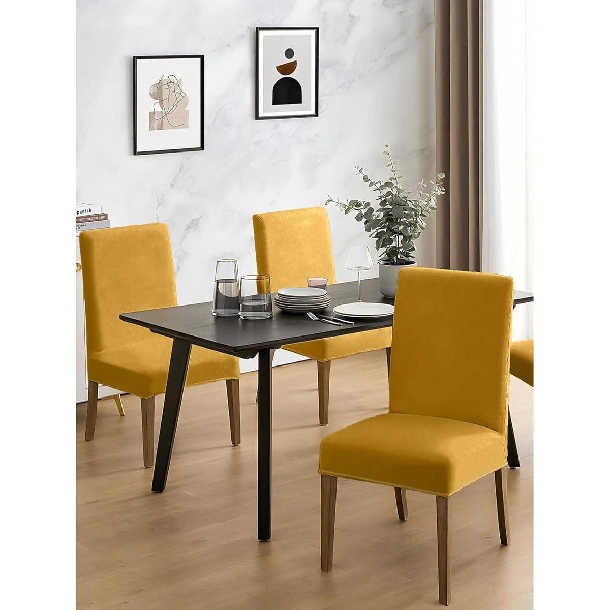 Samt Stuhlhussen 2er Set – Abnehmbar & Waschbar